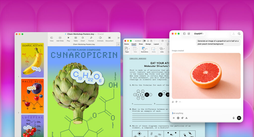 หน้าจอการใช้ Apple Intelligence บน MacBook ในการสร้างสื่อการสอนและงานกราฟิก เพื่อเพิ่มประสิทธิภาพการทำงานสำหรับองค์กรโดย Unity Progress
